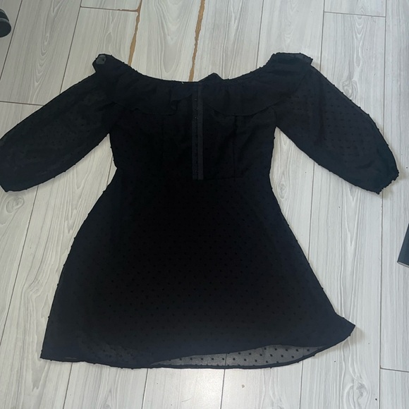 HYFVE Dresses & Skirts - Black corset mesh ruffle neck dress with sleeves